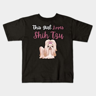 This Girl Loves Shih Tzu Dog Flowers For Floral Dogs Kids T-Shirt